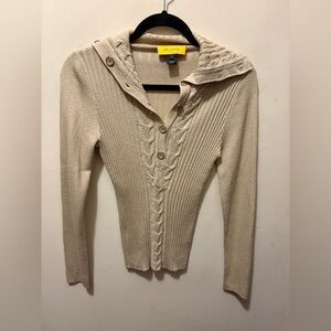 St John metallic silk/cashmere‎ blend button sweater size small P